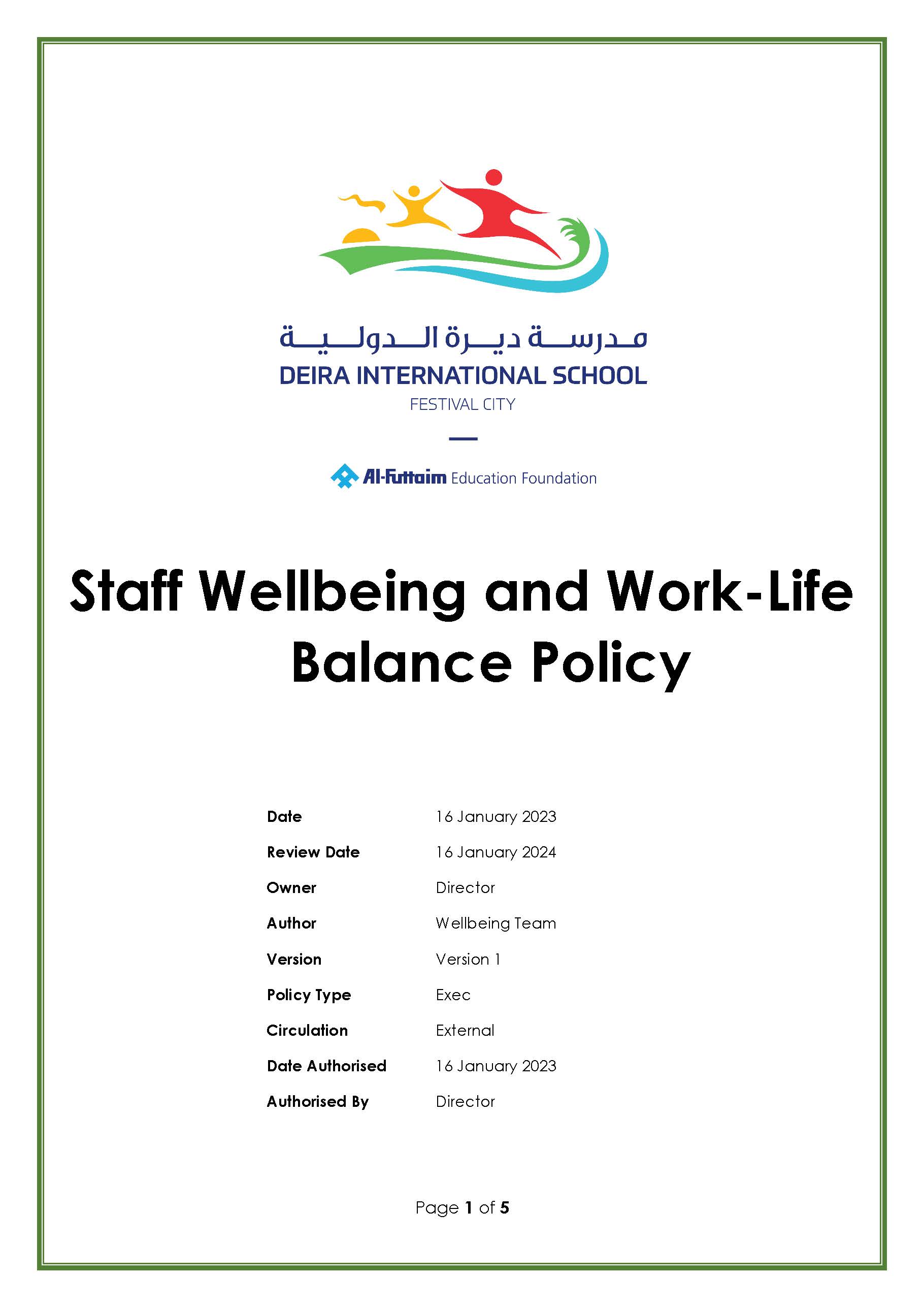 Wellbeing - Deira International School (DIS) - Dubai Festival City