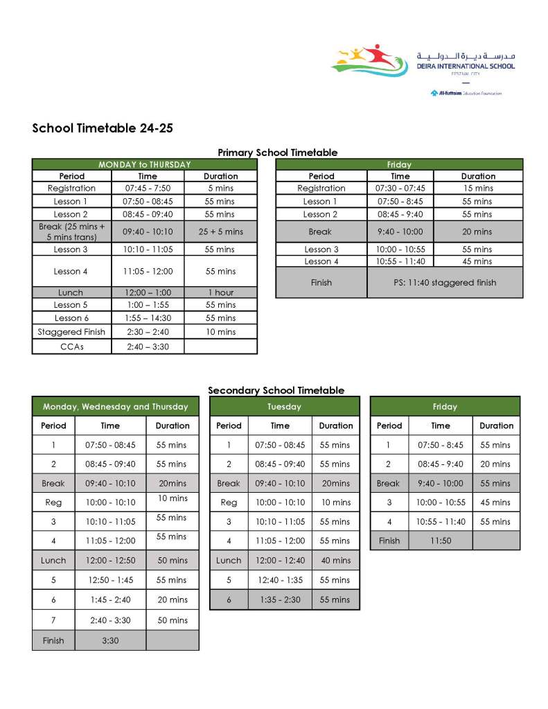 School Timetable 24-25